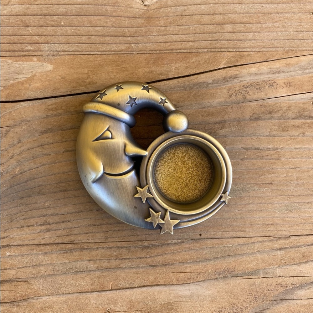 Gold Moon and Stars Candle Holder